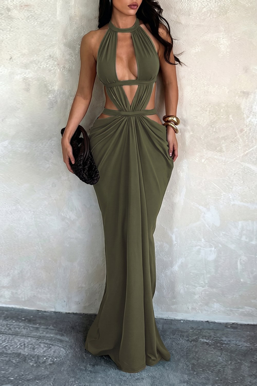 Robe longue col licou Imara à découpes – photo 6