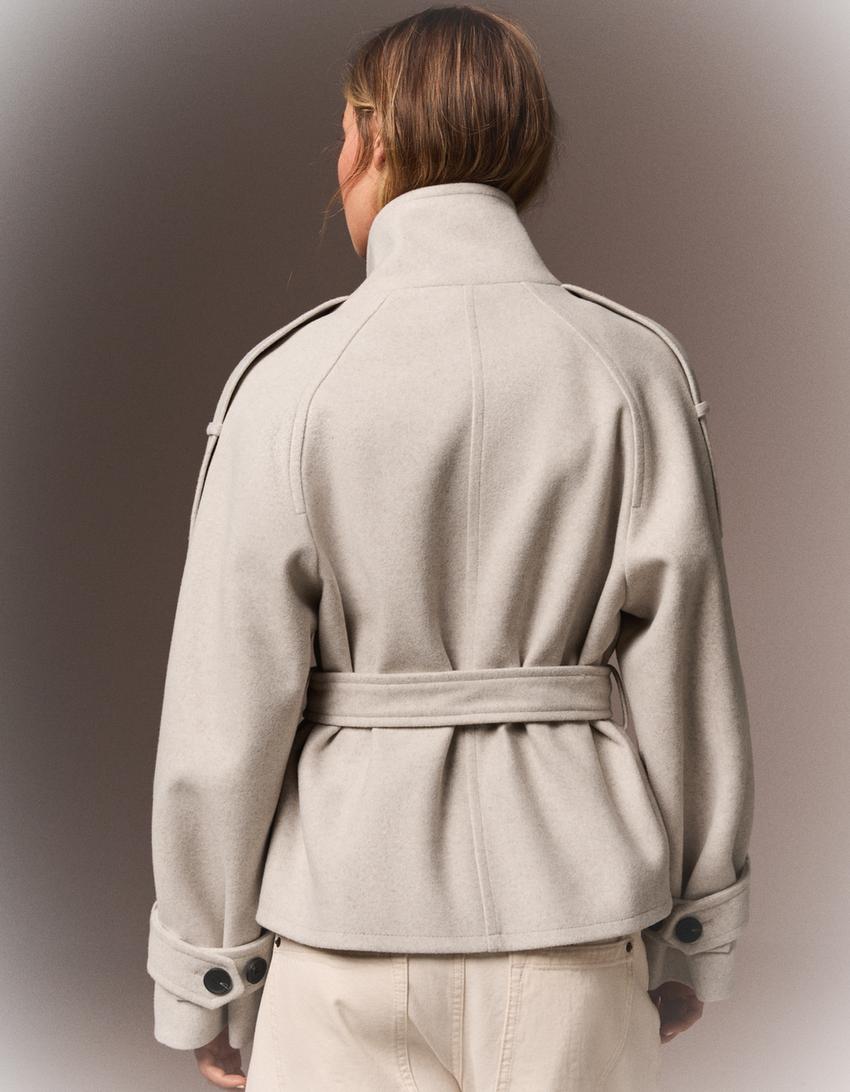 Manteau ceinturé Elvéra à col cheminée – photo 6