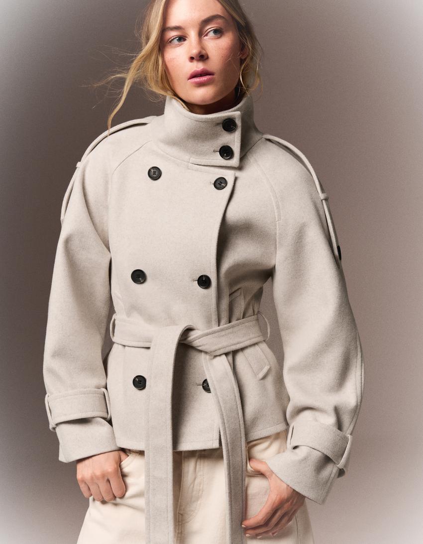 Manteau ceinturé Elvéra à col cheminée – photo 5