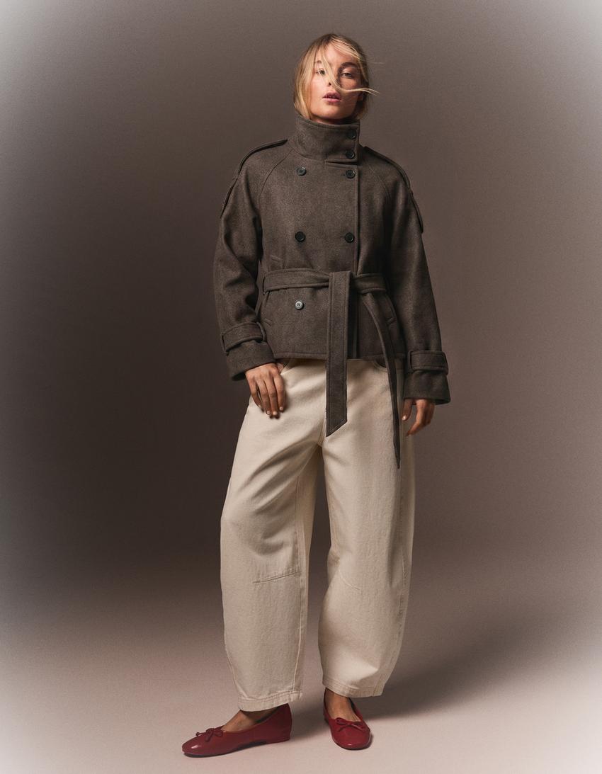 Manteau ceinturé Elvéra à col cheminée – photo 4