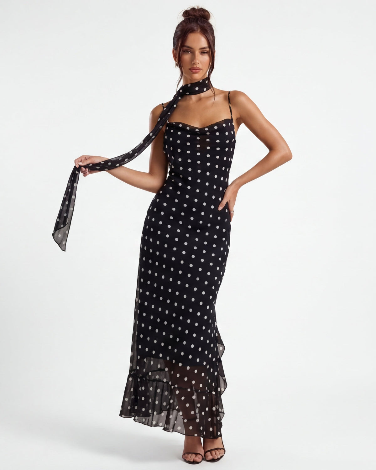Robe longue à pois Noir – photo 4