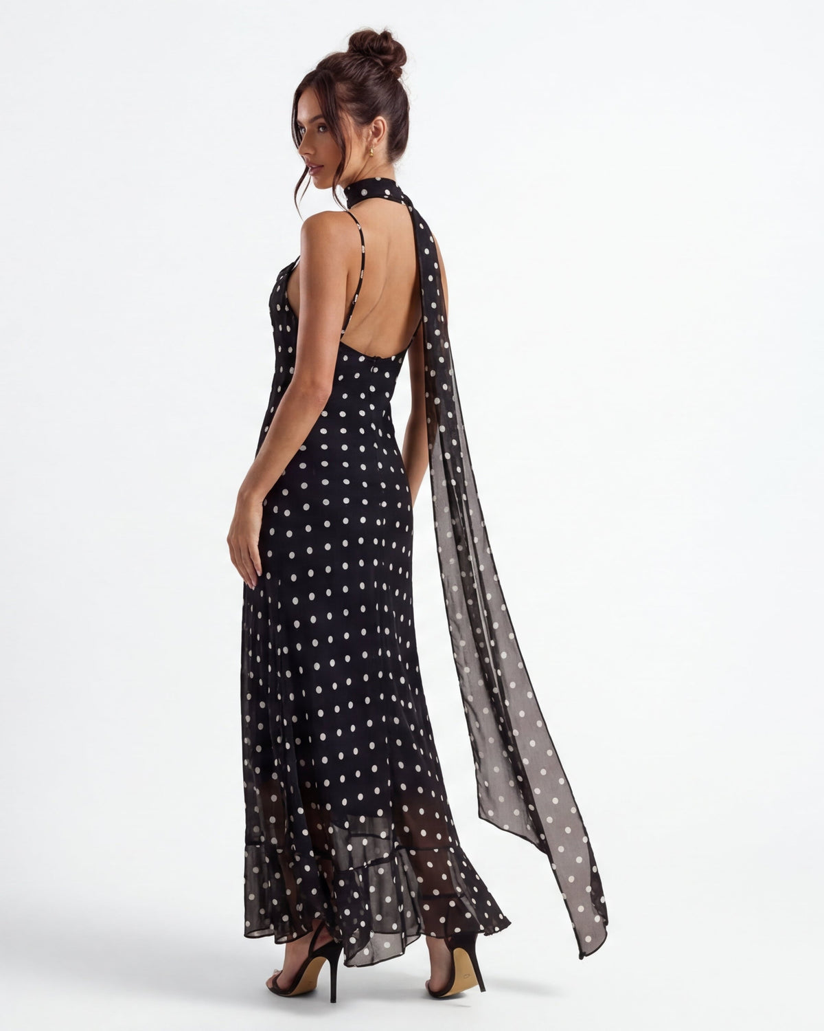 Robe longue à pois Noir – photo 3