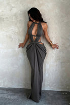 Robe longue col licou Imara à découpes – photo 5