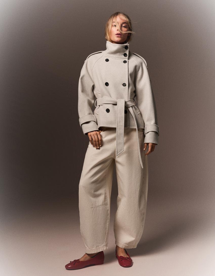 Manteau ceinturé Elvéra à col cheminée – photo 8
