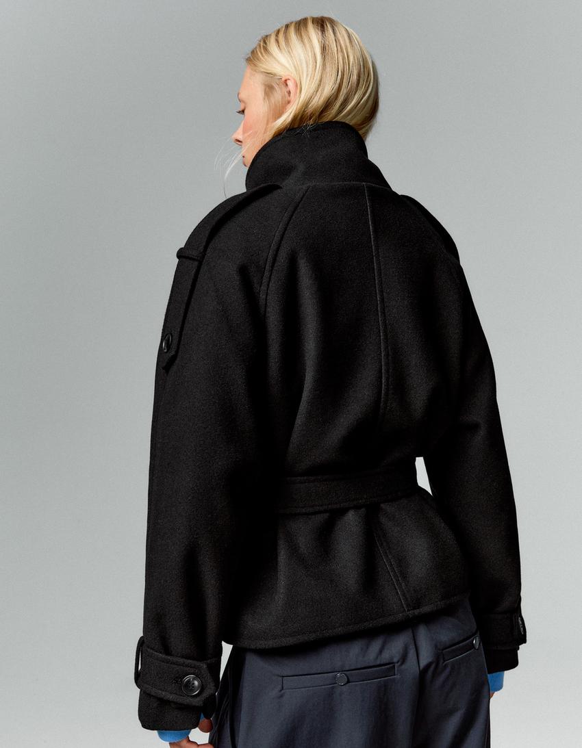 Manteau ceinturé Elvéra à col cheminée – photo 10