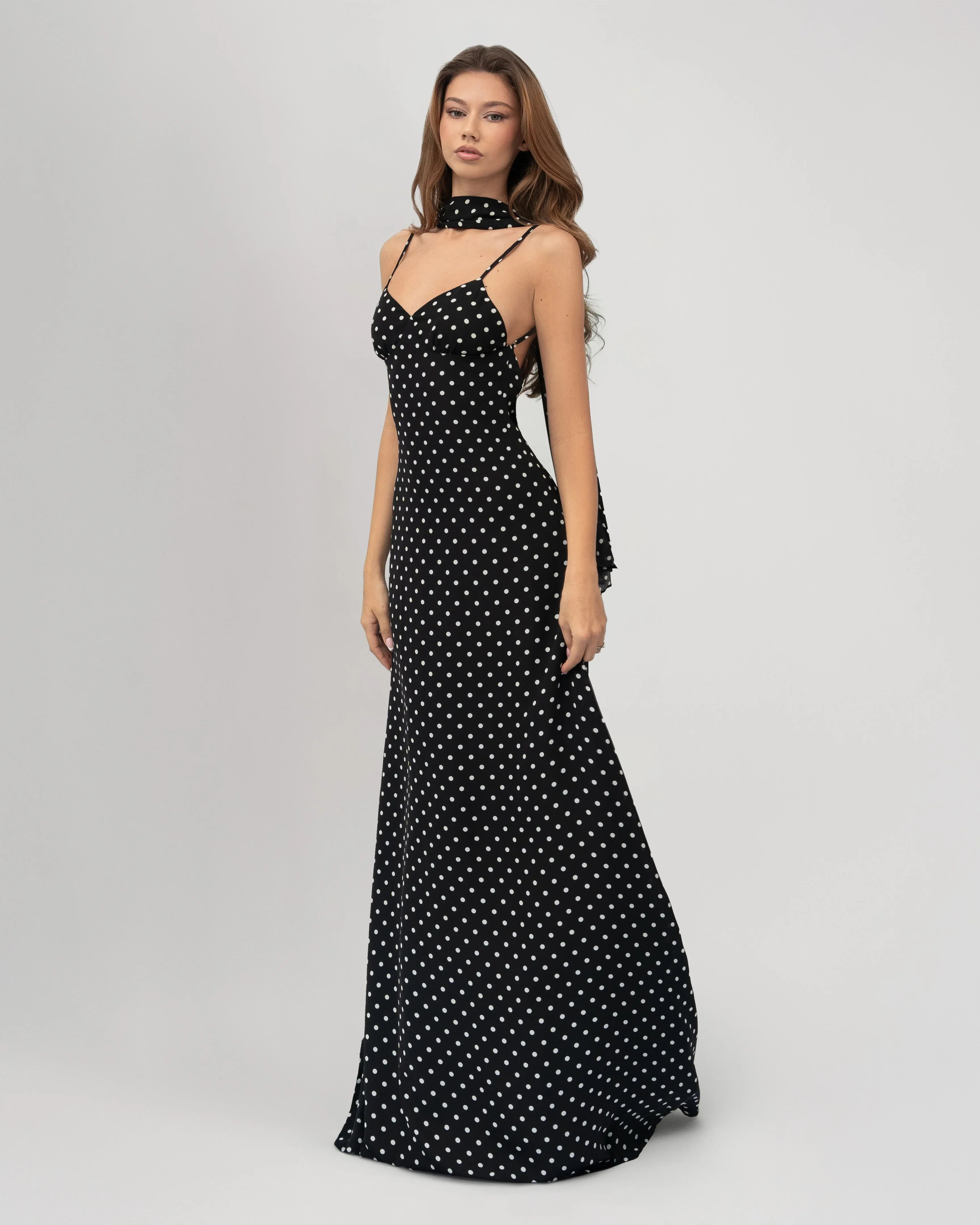 Robe longue à pois Midnight Muse