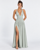 Robe longue froncée Serena