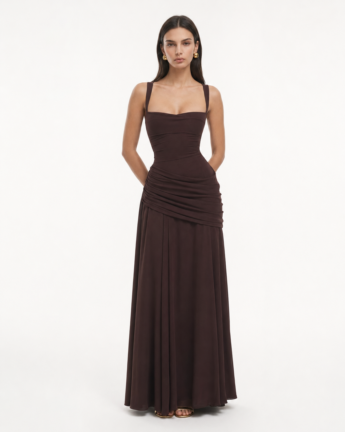Robe longue drapée Sculpted Muse – photo 13