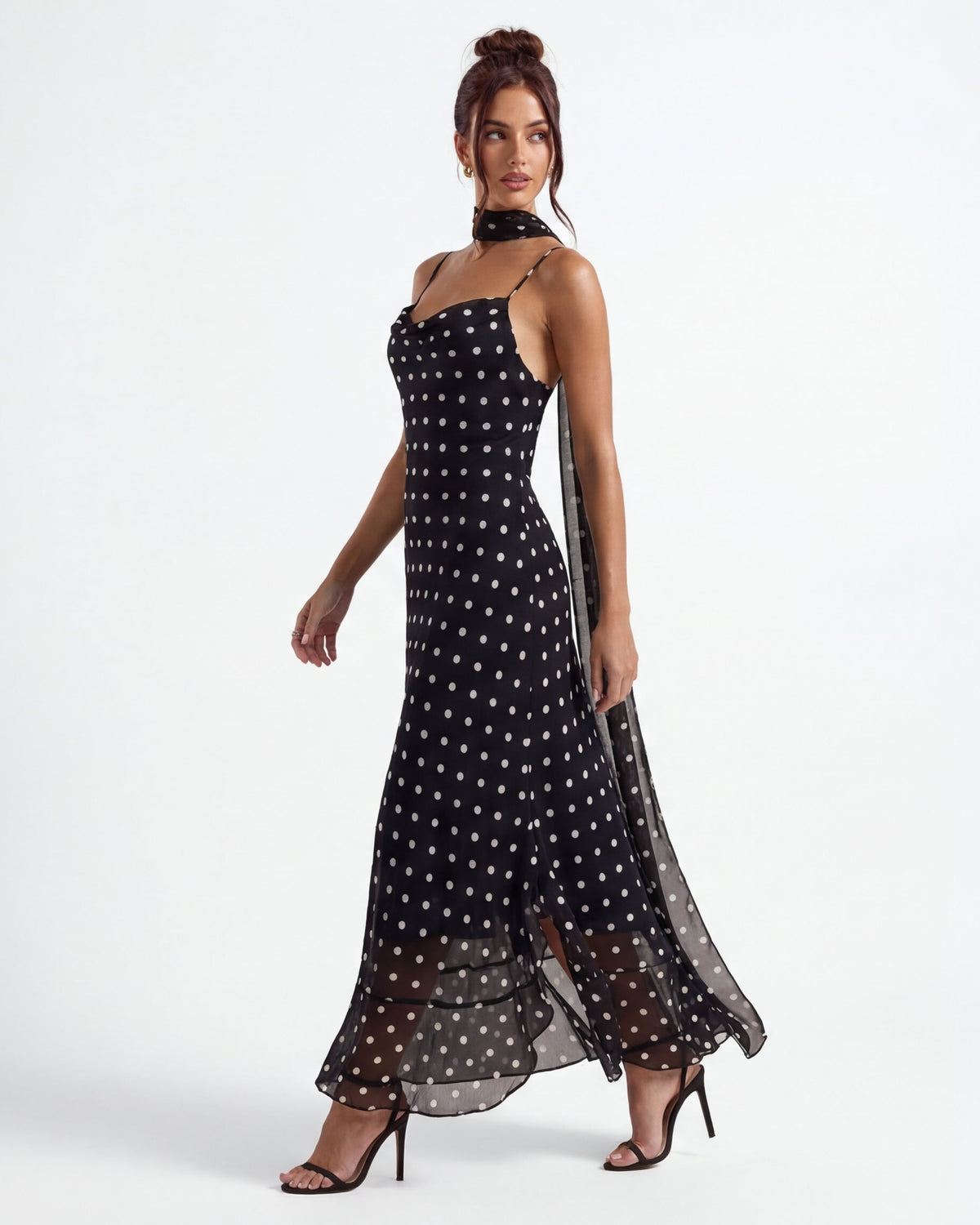 Robe longue à pois Noir – photo 2