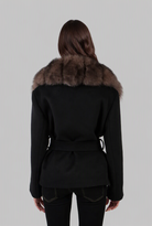 Manteau ceinturé en laine à col fausse fourrure – photo 4