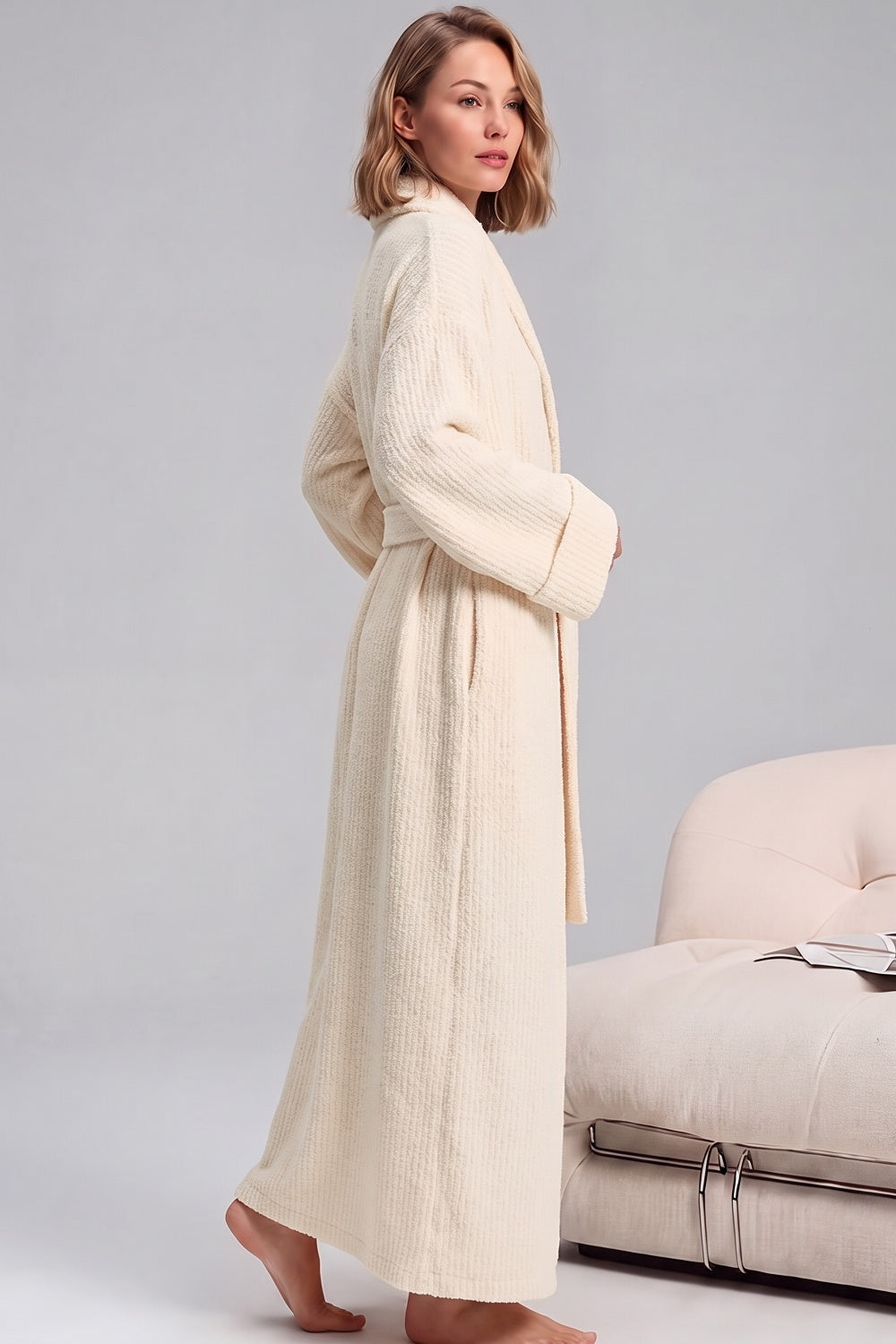 Peignoir Noelle en peluche à poches – photo 3
